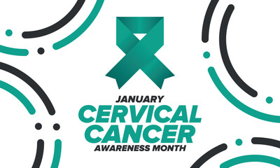 Cervical Cancer Awareness Month. Celebrate annual in January. Woman healthcare. Girl solidarity. Cancer prevention. Female disease. Medical healthcare concept. Poster, banner and background. Vector