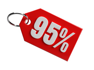 Tag 95 percent off promotion 3d rendering isolated