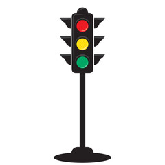 red yellow green traffic light zebra cross vector illustration