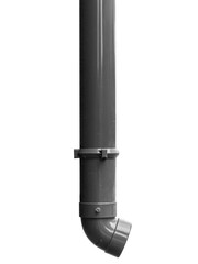 A plastic downpipe for draining rainwater from the roof, isolated on white background.