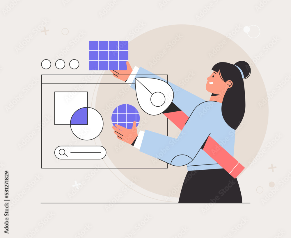 Wall mural creative process of making vector illustration for web ui design. design and development illustratio
