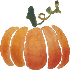 Watercolor pumpkin, autumn vegetable for Halloween.