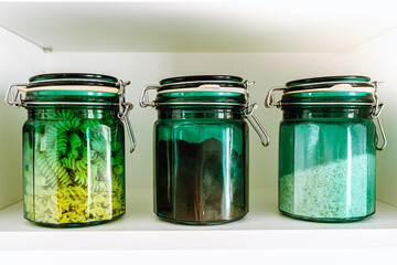 storage of products in eco packaged glass jar