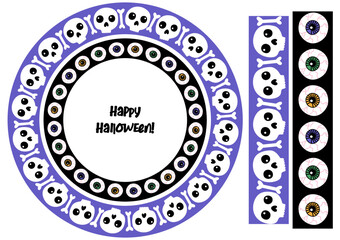 Halloween vector set of frames Vector pattern brushes with skulls and eyes