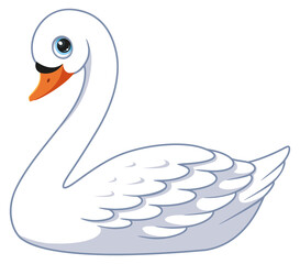 Cute white swan cartoon illustration