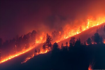 Fototapeta na wymiar forest wild fire 