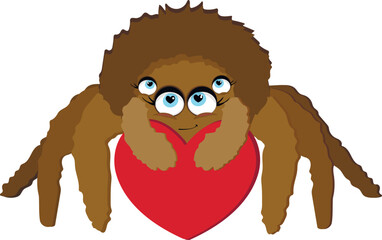 Cute spider with a heart. Cute sticker for Halloween. character for illustration