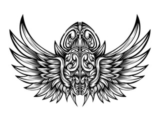 Vector angel wing tattoo design