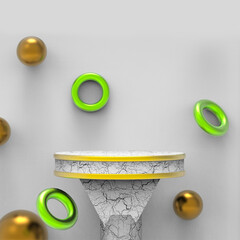 Luxury white marble product display presentation with 3D shapes  background