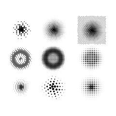 Halftone dots pattern, halftone dot circle frame vector. round dotted pattern geometric background