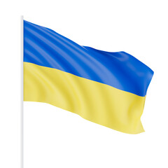 Flag of Ukraine. Ukraine flag isolated on white background. 3d illustration