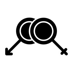 Solid design icon of male and female gender 