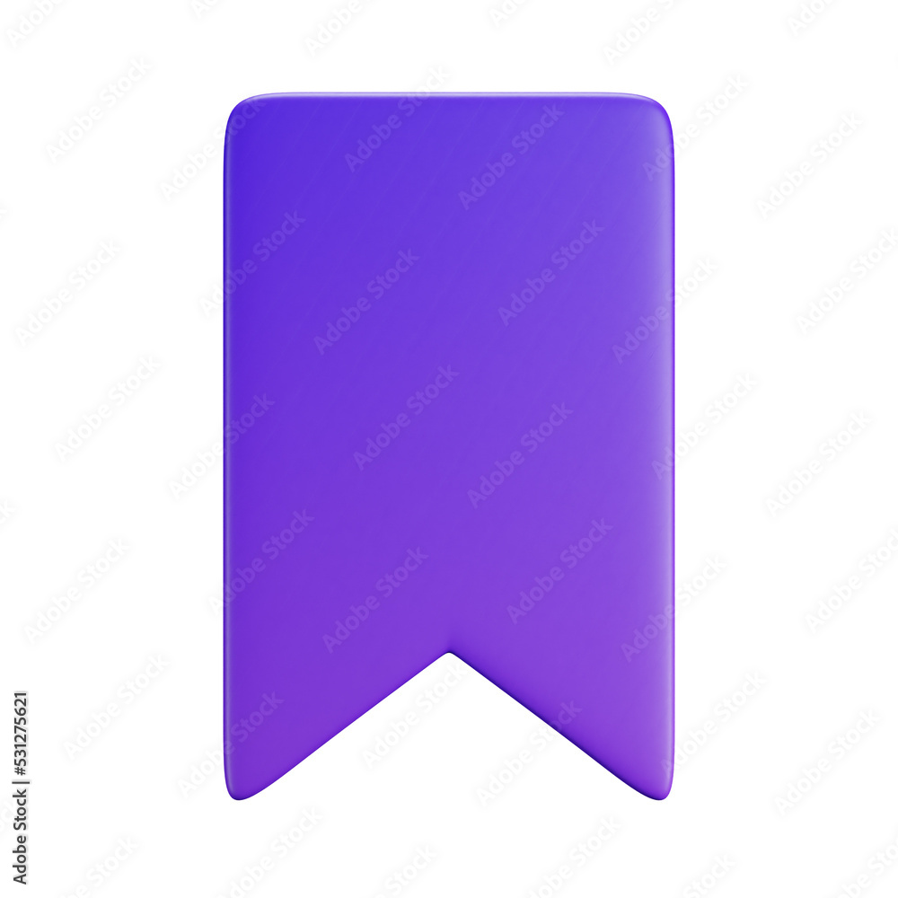 Fototapete 3d cartoon user interface illustration of a bookmark or web page reminder icon on an isolated backgr