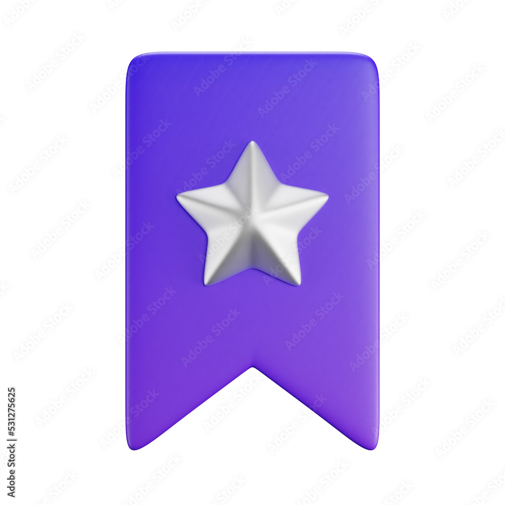 Fototapete 3d cartoon user interface illustration of a bookmark favourite or favorite web page icon on an isola