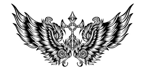 Obraz premium Vector angel wing tattoo design