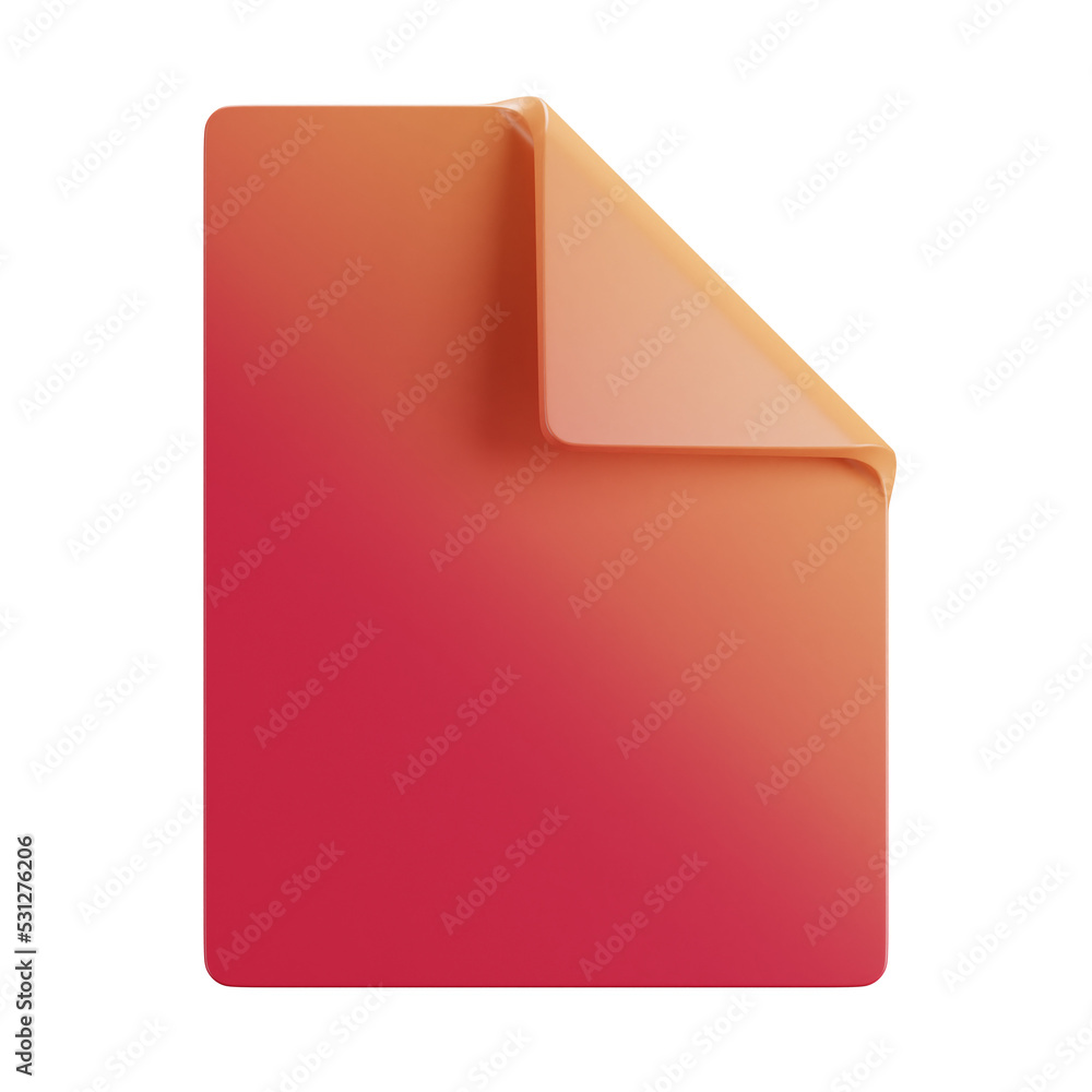 Fototapete 3d cartoon user interface illustration of a file or digital computer document or page icon on an iso
