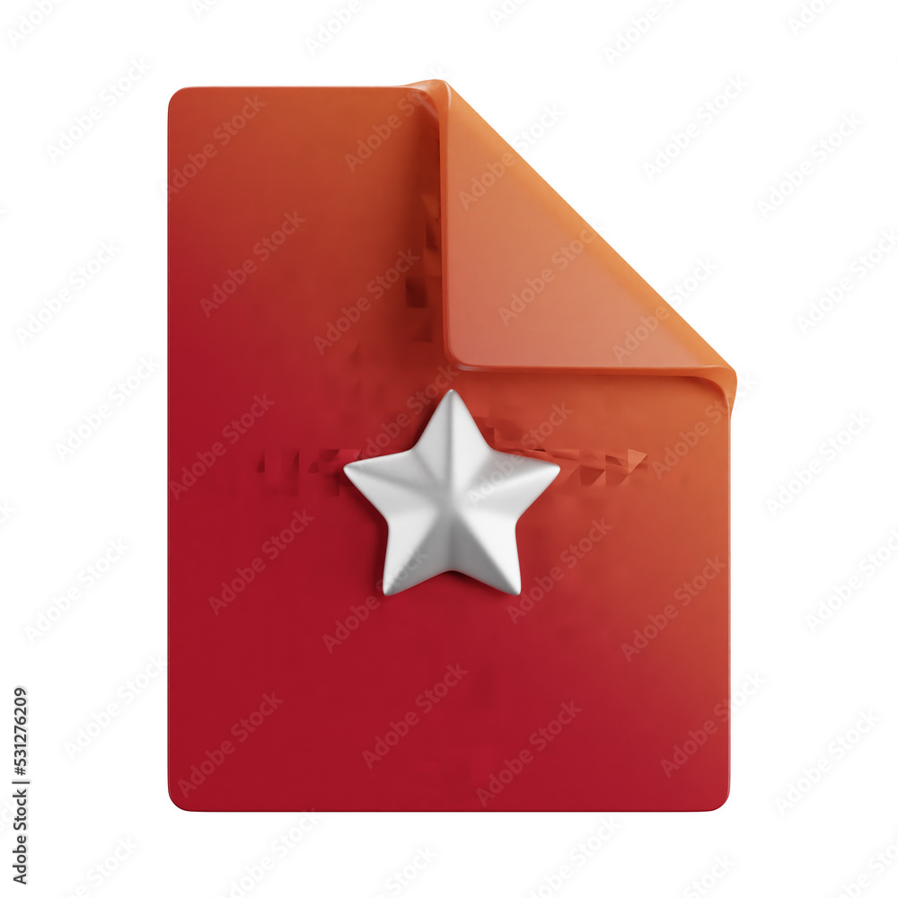 Fototapete 3d cartoon user interface illustration of a file or digital computer document or page icon on an iso