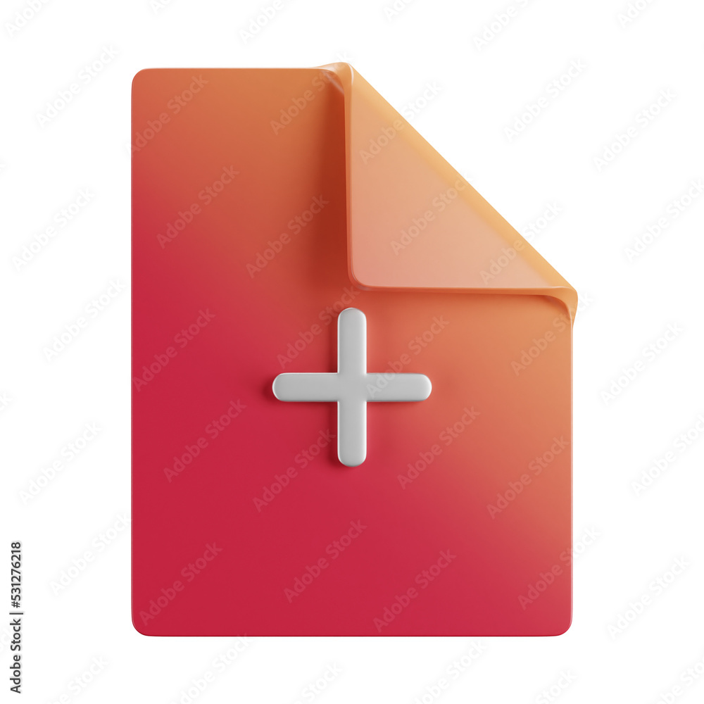 Fototapete 3d cartoon user interface illustration of a file or digital computer document or page icon on an iso