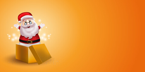 Christmas background with character out of the gift box