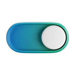 3D cartoon user interface illustration of a toggle or on or switch icon on an isolated background. With studio lighting and a gradient colourful texture. 3D rendering