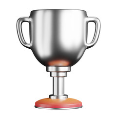 3D cartoon user interface illustration of a trophy or award or ceremony or achievement icon on an isolated background. With studio lighting and a gradient colourful texture. 3D rendering