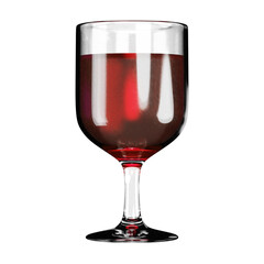 3D cartoon user interface illustration of a dark wine glass with shiny material icon on an isolated background. With studio lighting and a gradient colourful texture. 3D rendering