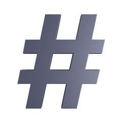 3D cartoon user interface illustration of a hashtag or popular trending topic icon on an isolated background. With studio lighting and a gradient colourful texture. 3D rendering
