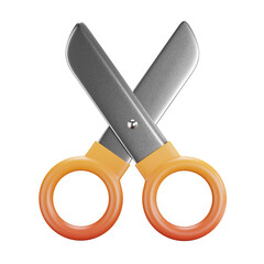 3D cartoon user interface illustration of a scissor open icon on an isolated background. With studio lighting and a gradient colourful texture. 3D rendering