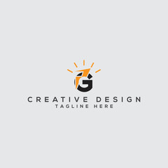 Light bulb initial letter g for brilliant idea logo