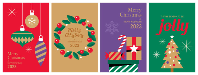 2023 Merry Christmas and Happy New Year banner design set. Template background for sodila media, greeting card, party invitation or website marketing. Vector illustration