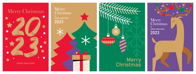 2023 Merry Christmas and Happy New Year banner design set. Template background for sodila media, greeting card, party invitation or website marketing. Vector illustration