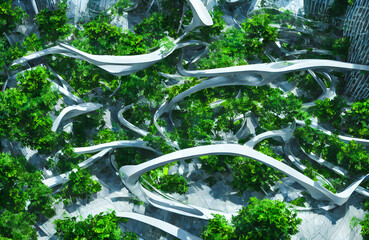 Fototapeta premium Future eco City. Abstract, fantasy, 3D illustration