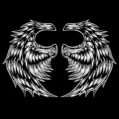 Vector angel wing tattoo design