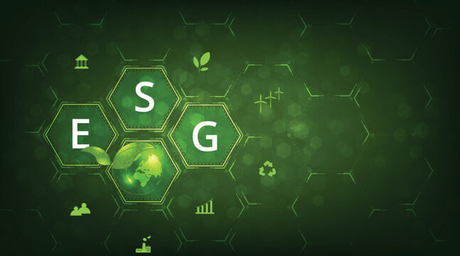 World sustainable environment concept.Green earth for Environmental Social and Governance(ESG). Solving environmental, social and management problems with figure icons.