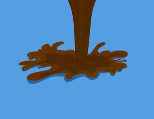 Milk chocolate splash on a blue background.