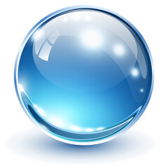 3D glass sphere blue isolated.