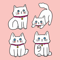 Fototapeta premium Cute cats cartoon character clipart.