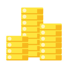 Fototapeta premium A stack of gold coins lying on top of each other in a flat style. Metal coins, money for business and finance. Vector illustration