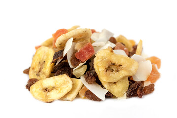 dried mix tropical fruits (raisin, banana, coconut, papaya, pineapple)