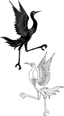 design vector asian crane bird outline silhouette element