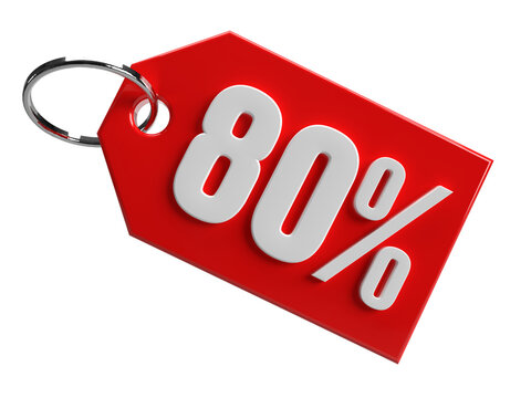 Tag 80 percent off promotion 3d rendering isolated