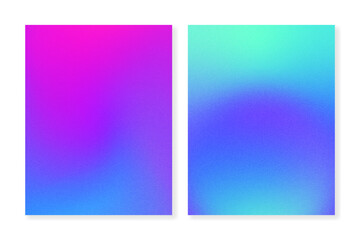 Set of grainy gradient backgrounds in cyan and magenta. For brochures, booklets, banners, posters, wallpapers, branding, social media and other projects. For web and print.