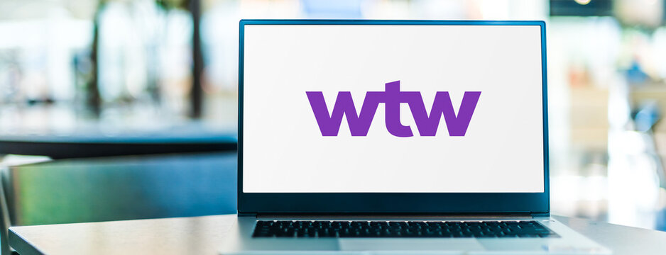 Laptop Computer Displaying Logo Of Willis Towers Watson