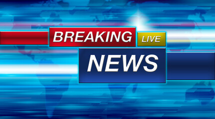 Breaking news template. Breaking news text on dark blue with world map background