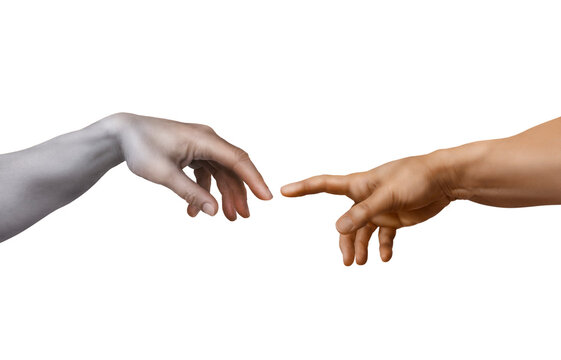 The Creation of Adam, a modern take on Michelangelo's painting. 