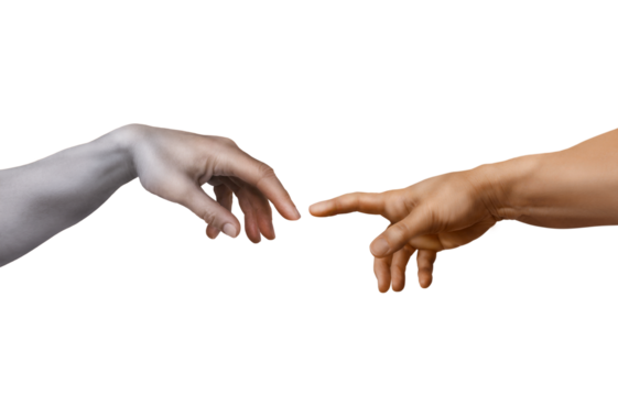 The Creation of Adam, a modern take on Michelangelo's painting. 