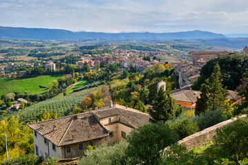 view of famous italian hills,umbria, italy