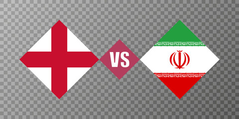 England vs Iran flag concept. Vector illustration.