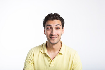 Portrait of cheerful happy man isolated on white background