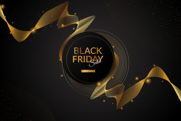 modern and stylish black Friday banner with abstract shapes